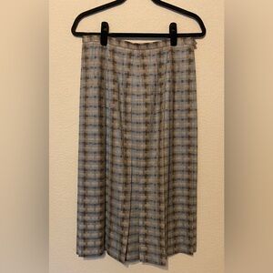Vintage Tica Women’s Plaid Midi Pleated Skirt 100% Wool Union Tag Sz 14 academia